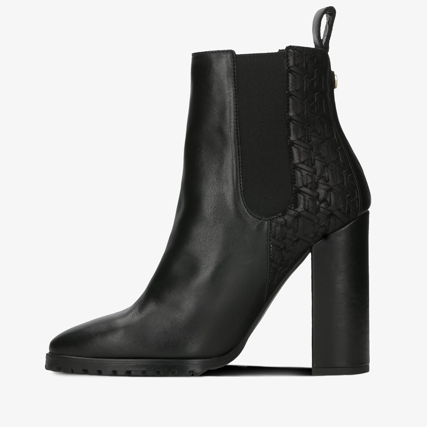 Damskie botki / sztyblety TOMMY HILFIGER SPORTY MONOGRAM HIGH BOOTIE fw0fw04324990 kolor czarny