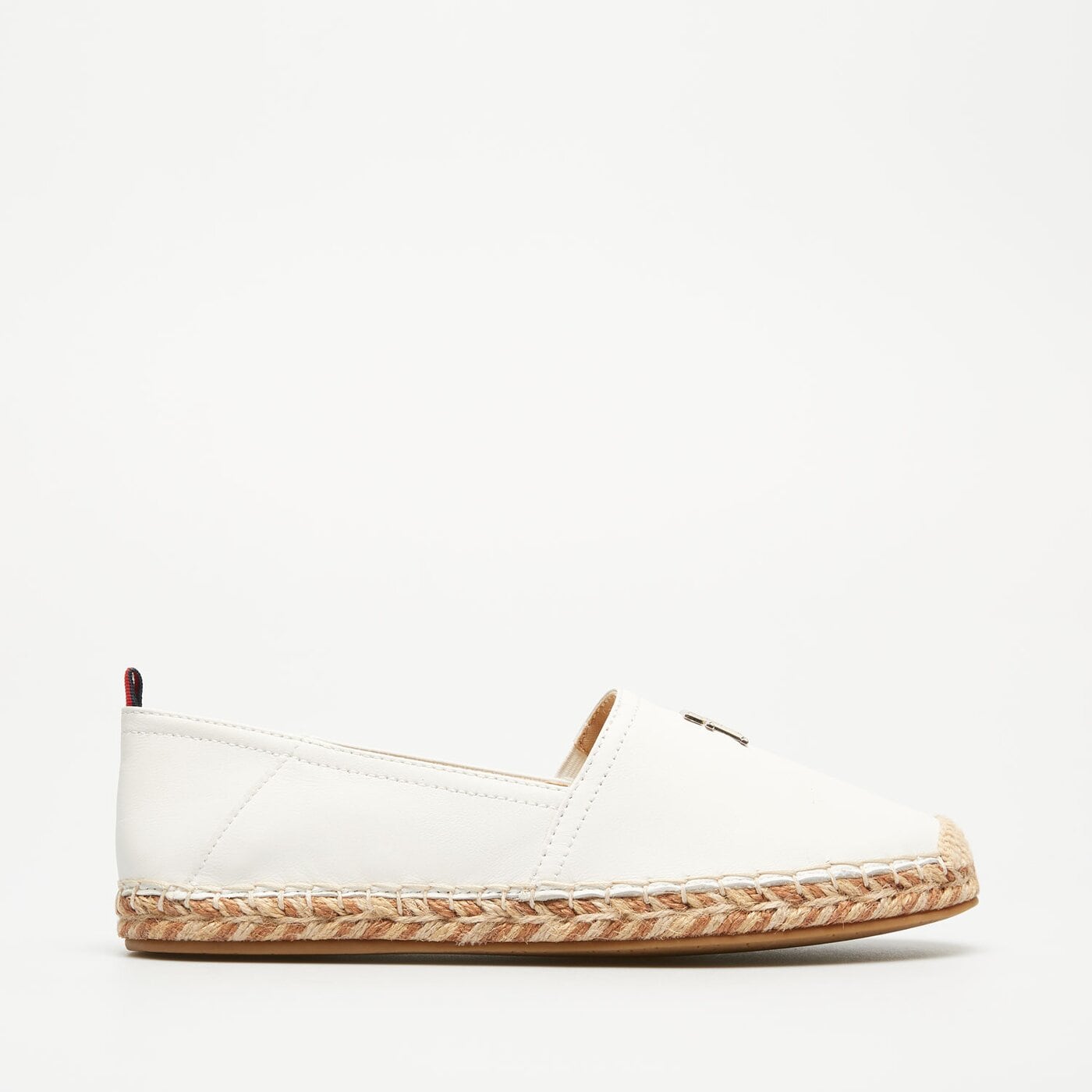 Damskie espadryle TOMMY HILFIGER TH LEATHER FLAT ESPADRILLE fw0fw07720ybl kolor biały
