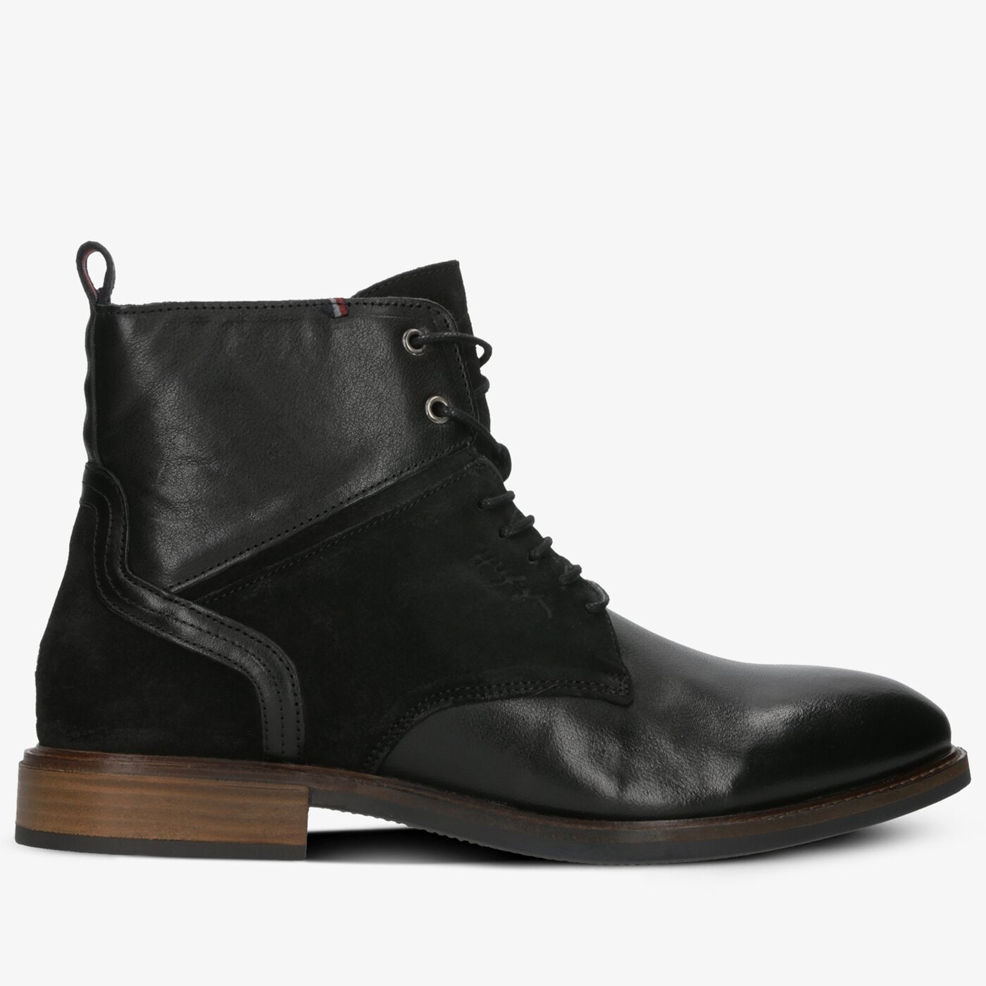 Męskie buty za kostkę TOMMY HILFIGER ELEVATED TALL LEATHER MIX BOOT fm0fm02456990 kolor czarny