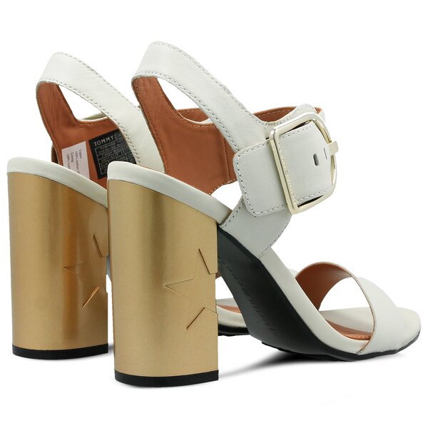 Damskie sandały TOMMY HILFIGER FEMININE HEEL OVERSIZED BUCKLE fw0fw02578121 kolor biały