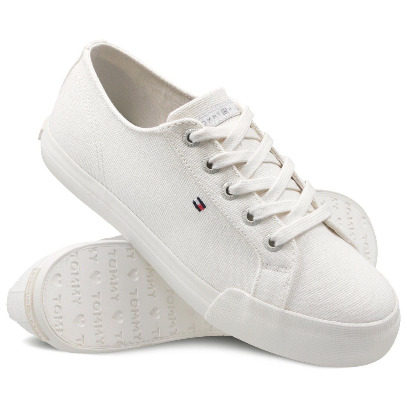 Tommy Hilfiger Buty Białe Damskie TOMMY HILFIGER FOXIE 1D2 PASTEL TOMMY ESSENTIAL SNEAKER kolor BIAŁY