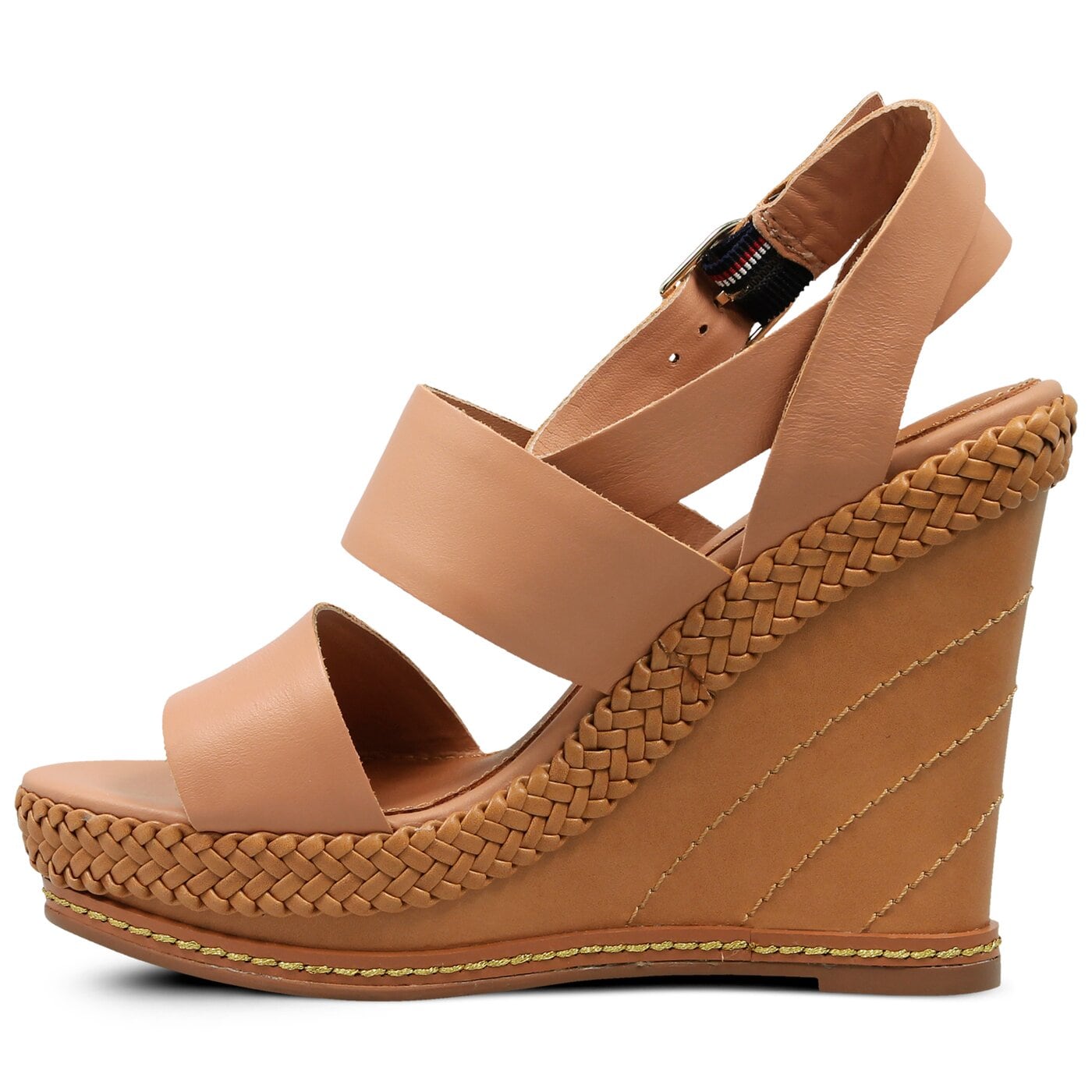 Damskie sandały TOMMY HILFIGER ELEVATED LEATHER WEDGE SANDAL fw0fw02575297 kolor beżowy